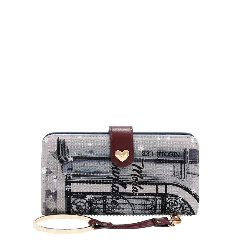 CARTERA PLEGABLE CON LA FIRMA DE NL CON CORREA (MODA SNOWFLAKE)