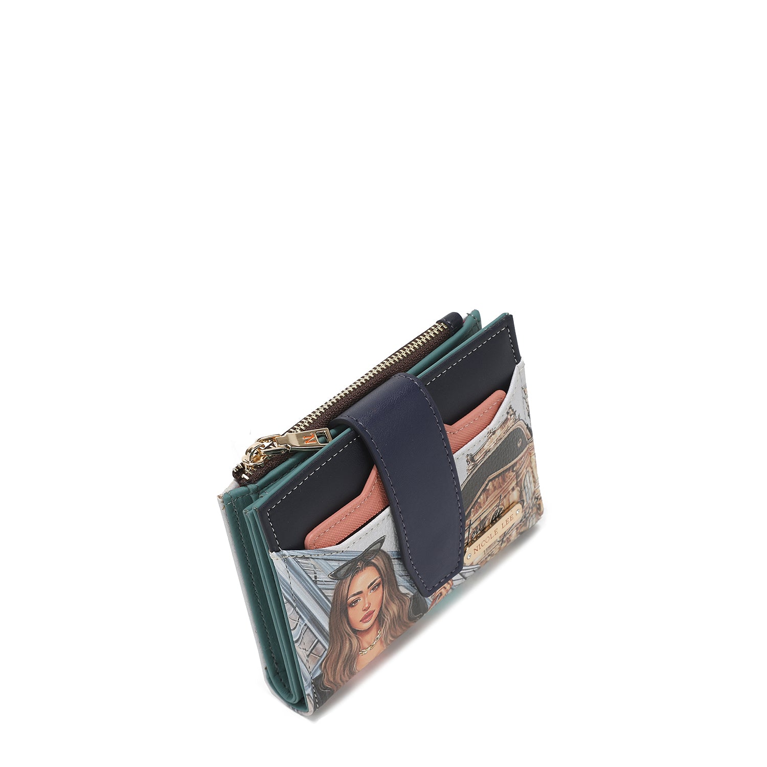 Double fashion compact portfolio with RFID block