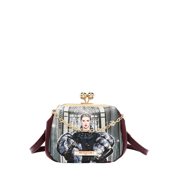 MINI BOLSO CRUZADO CON CIERRE KISS LOCK (MODA SNOWFLAKE)