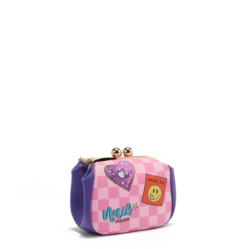 MINI CROSSED BAG WITH KISS LOCK CLOSURE (NAIL POLISH)