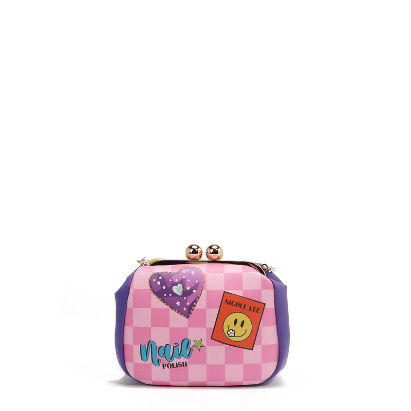 MINI CROSSED BAG WITH KISS LOCK CLOSURE (NAIL POLISH)