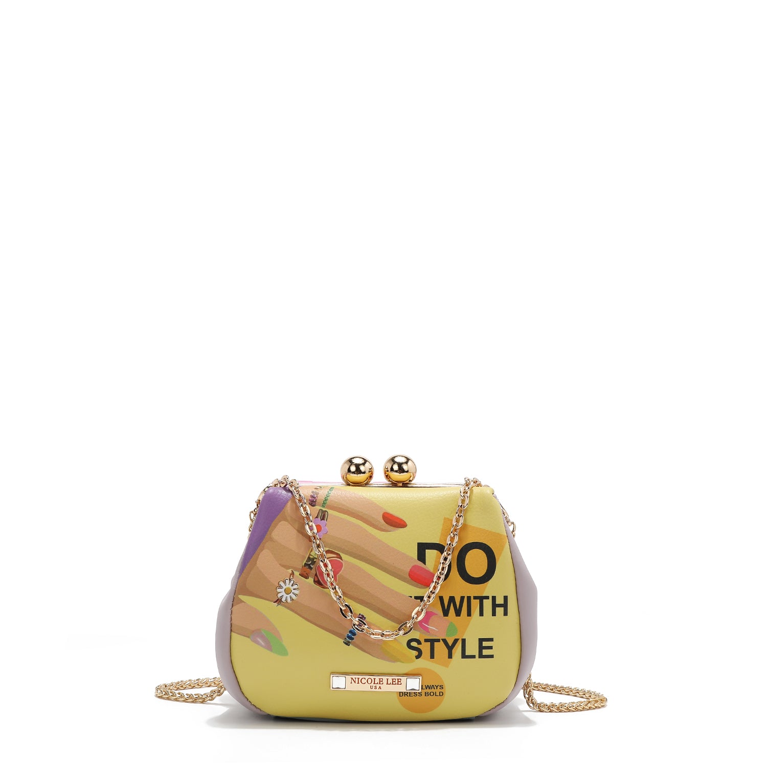 MINI CROSSED BAG WITH KISS LOCK CLOSURE (NAIL POLISH)