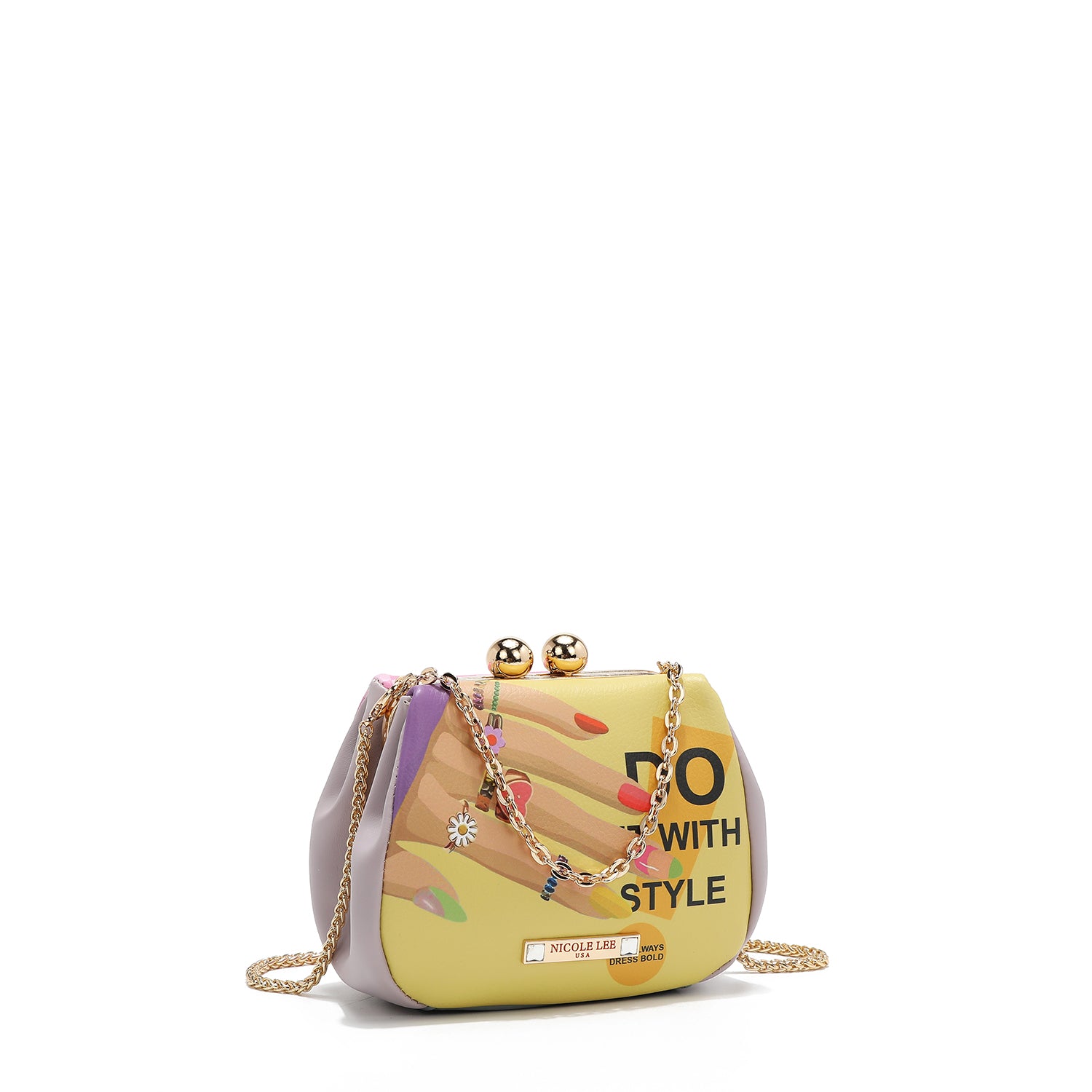 MINI CROSSED BAG WITH KISS LOCK CLOSURE (NAIL POLISH)