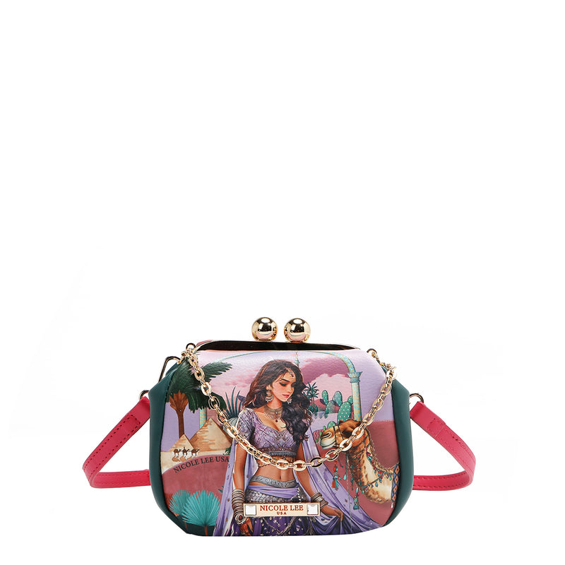 MINI BOLSO CRUZADO CON CIERRE KISS LOCK (QUEEN CLEOPATRA)