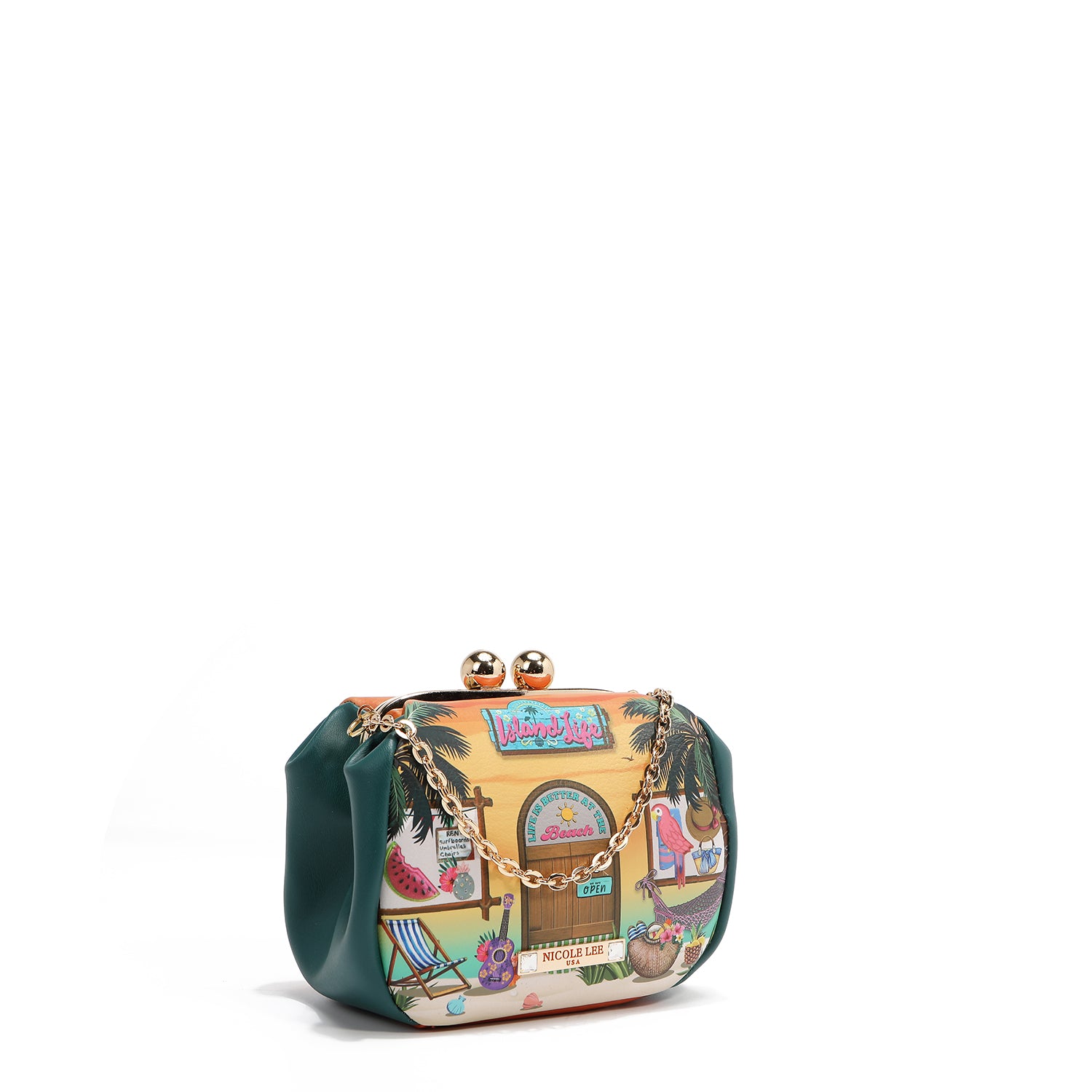 MINI CROSSBODY BAG WITH KISS LOCK CLOSURE (<tc>SUN & SAND</tc>)