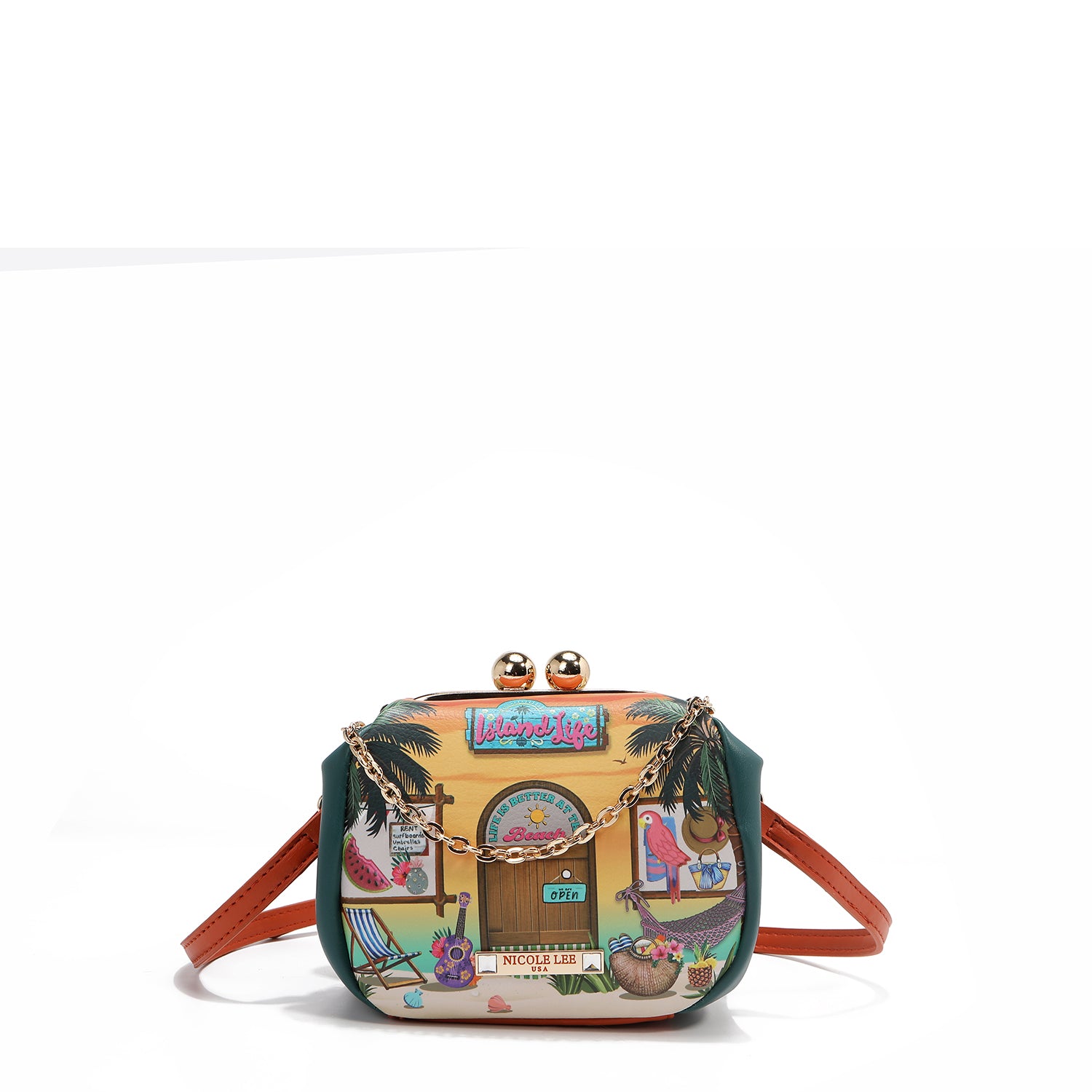 MINI BOLSO CRUZADO CON CIERRE KISS LOCK (SUN & SAND)