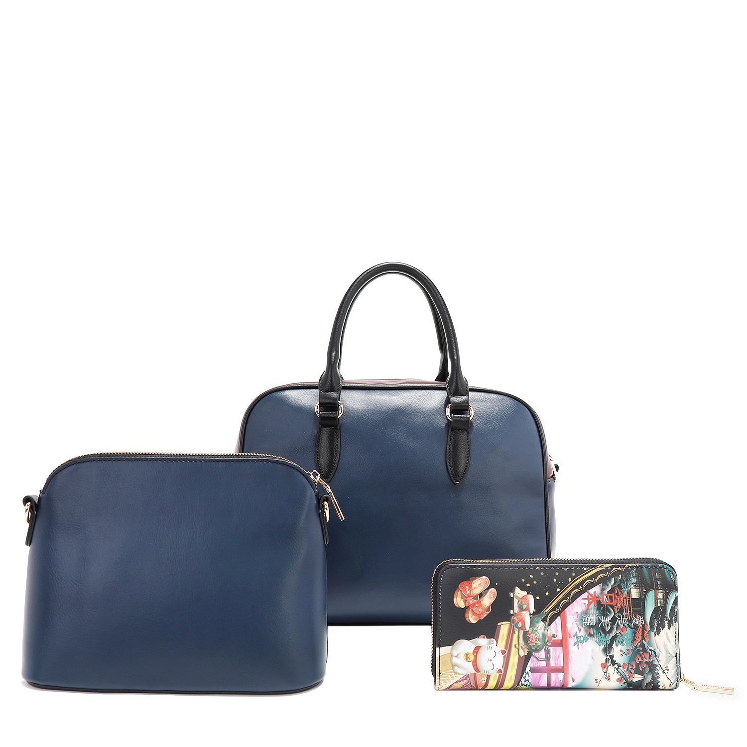 ENSEMBLE 3 PIÈCES (SAC À MAIN, SAC À BANDOULIÈRE, PORTEFEUILLE) (<tc>AKIKO LA BELLEZA</tc>)