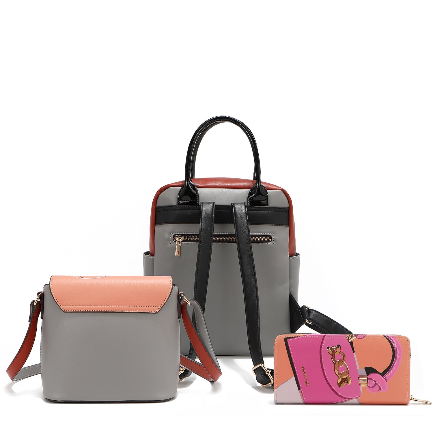 SET DE 3 PIEZAS (MOCHILA, BOLSO CRUZADO, CARTERA) (VIOLET BLOSSOM)