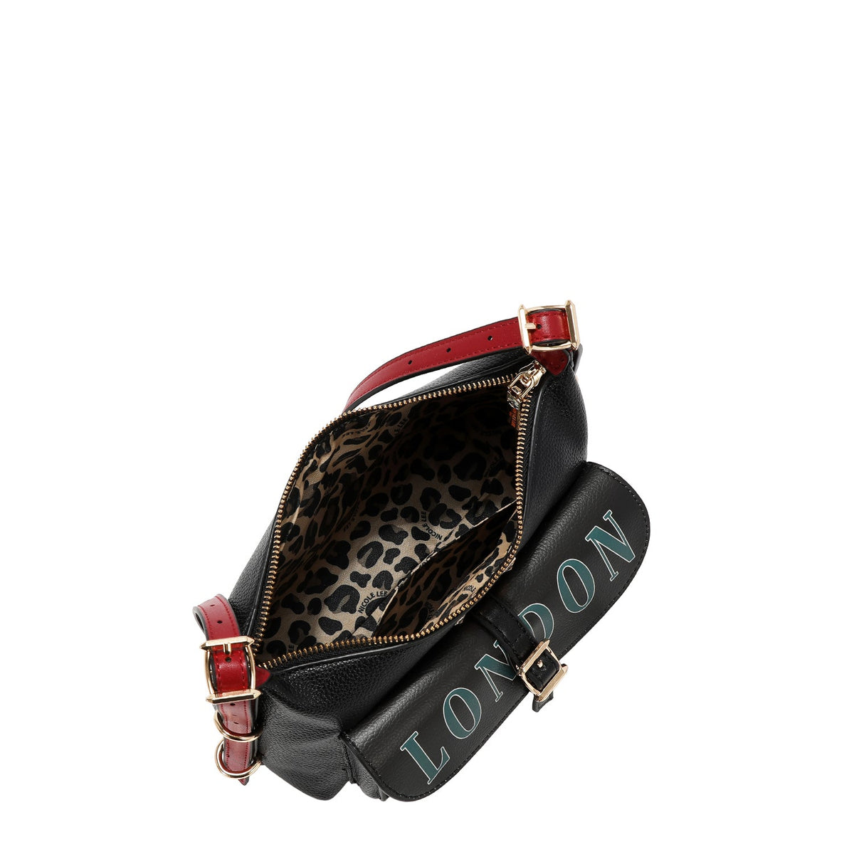 CONJUNTO DE 5 PZ BOLSO CONVERTIBLE A MOCHILA (LONDON EYE-NEGRO)