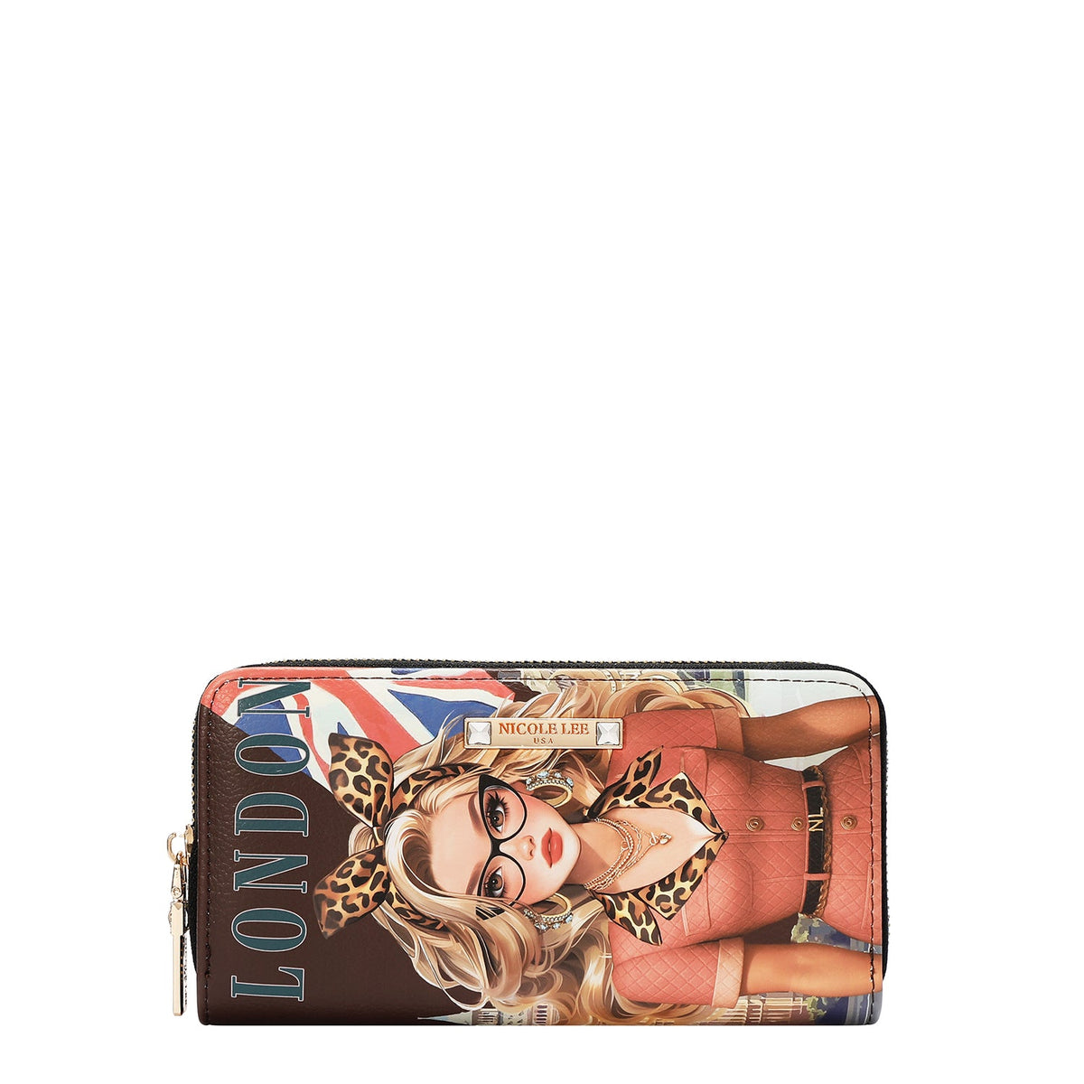 CONJUNTO DE 5 PZ BOLSO CONVERTIBLE A MOCHILA (LONDON EYE-MARRON)