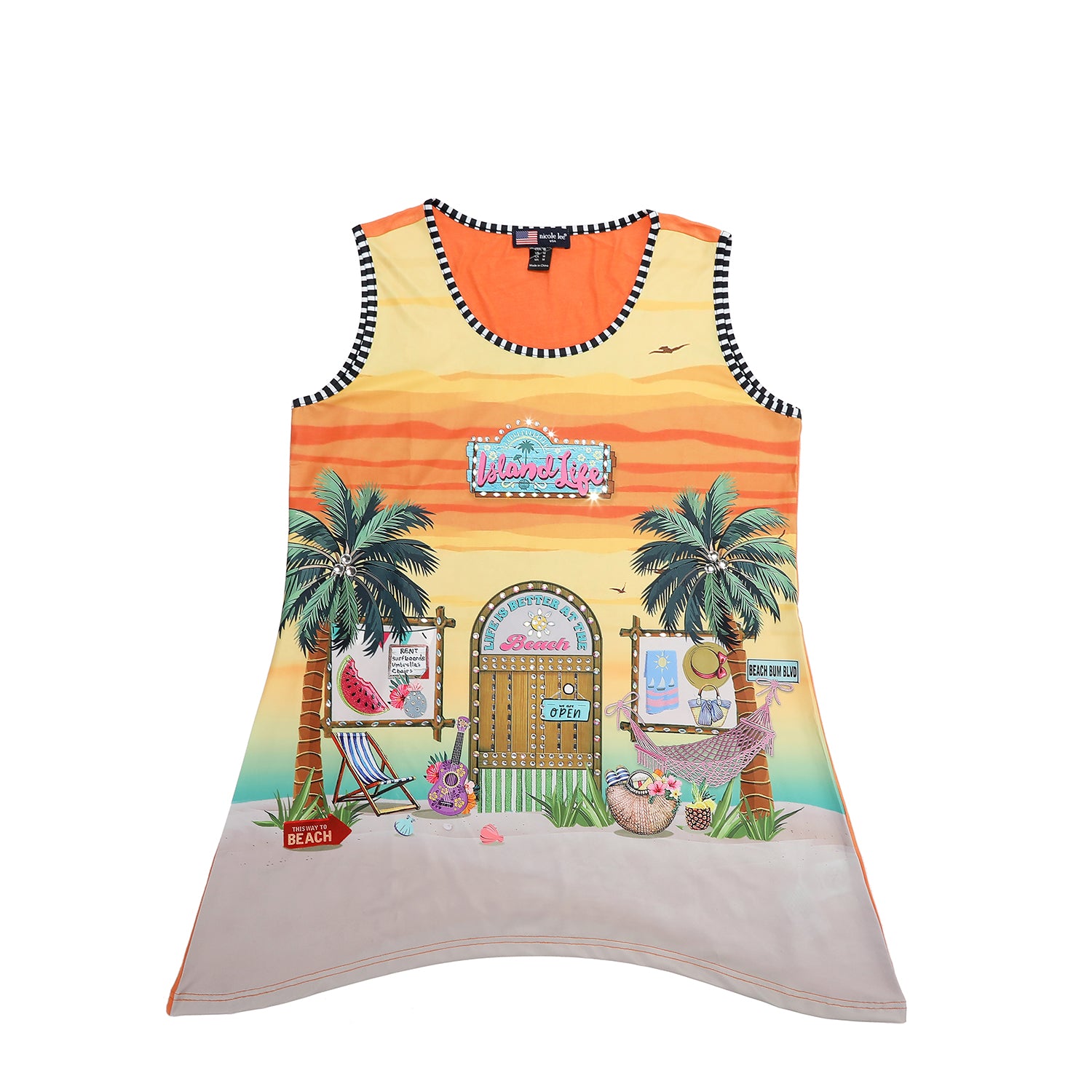 NICOLE LEE TUNICA TOP WITH SPARKLES (<tc>SUN & SAND</tc>)