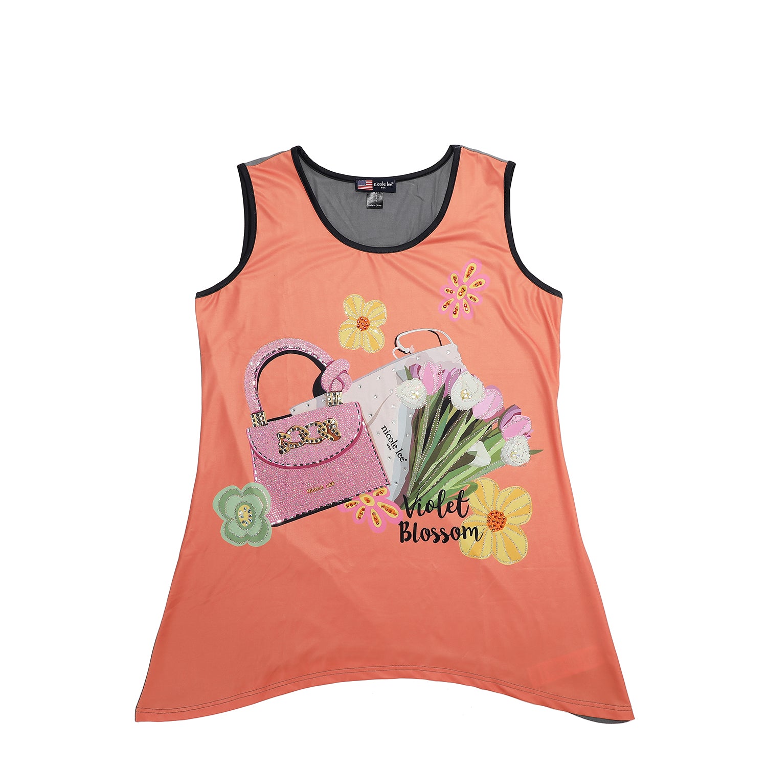 TOP TUNICA NICOLE LEE CON BRILLOS (VIOLET BLOSSOM)