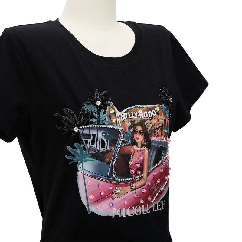 NICOLE LEE FASHION T-SHIRT WITH GLITTER (<tc>HOLLYWOOD DRIVE</tc>)