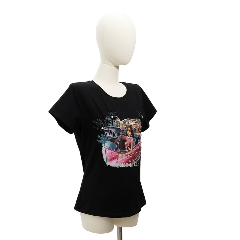 NICOLE LEE FASHION T-SHIRT WITH GLITTER (<tc>HOLLYWOOD DRIVE</tc>)