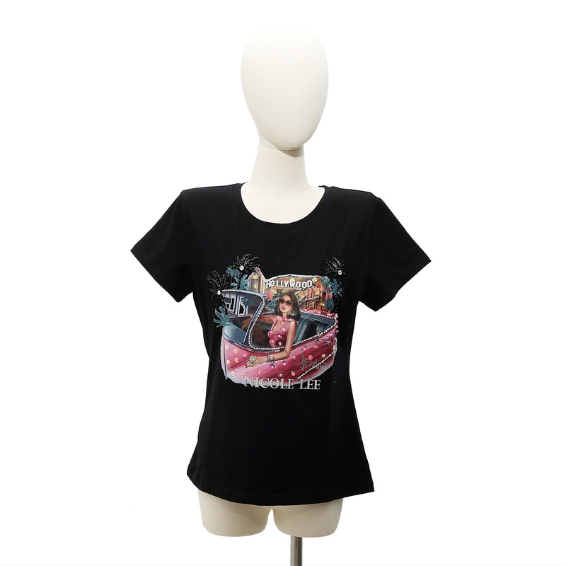 NICOLE LEE FASHION T-SHIRT WITH GLITTER (<tc>HOLLYWOOD DRIVE</tc>)