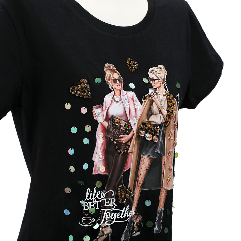 NICOLE LEE FASHION T-SHIRT WITH GLITTER (<tc>LADIES NIGHT OUT</tc>)