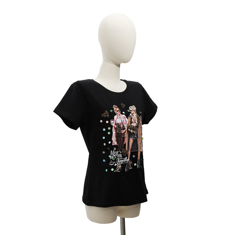 NICOLE LEE FASHION T-SHIRT WITH GLITTER (<tc>LADIES NIGHT OUT</tc>)