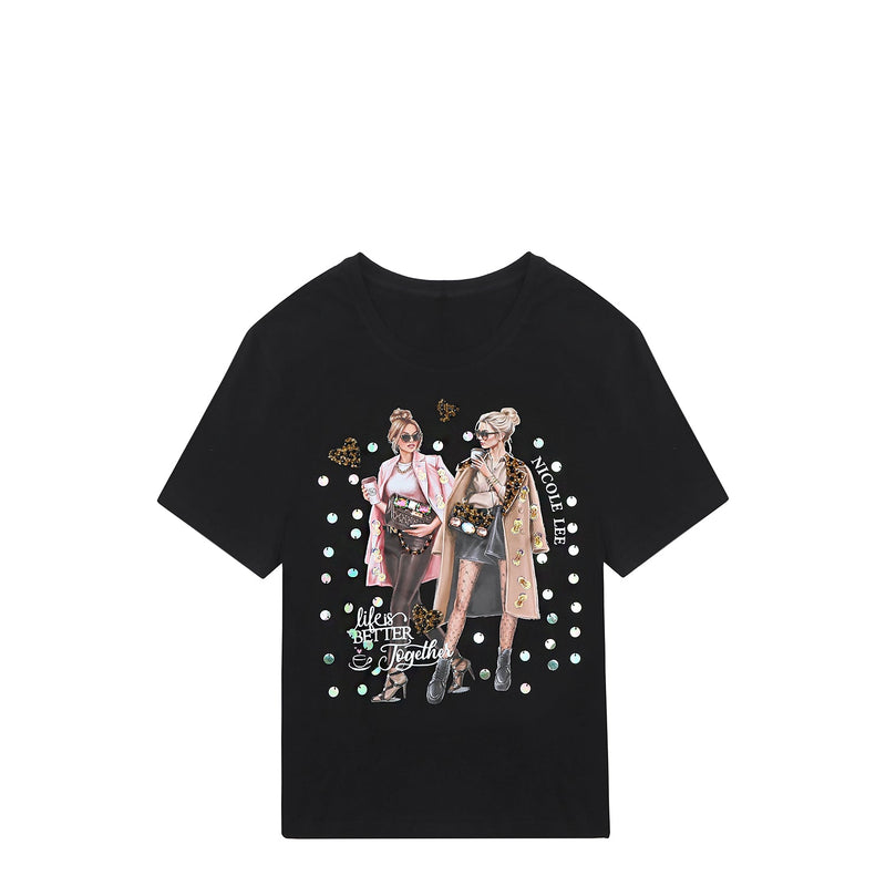 NICOLE LEE FASHION T-SHIRT WITH GLITTER (<tc>LADIES NIGHT OUT</tc>)