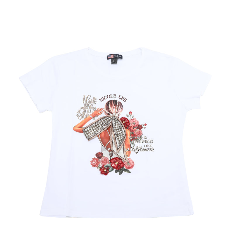 CAMISETA DE MODA NICOLE LEE CON BRILLOS (BLIND DATE)