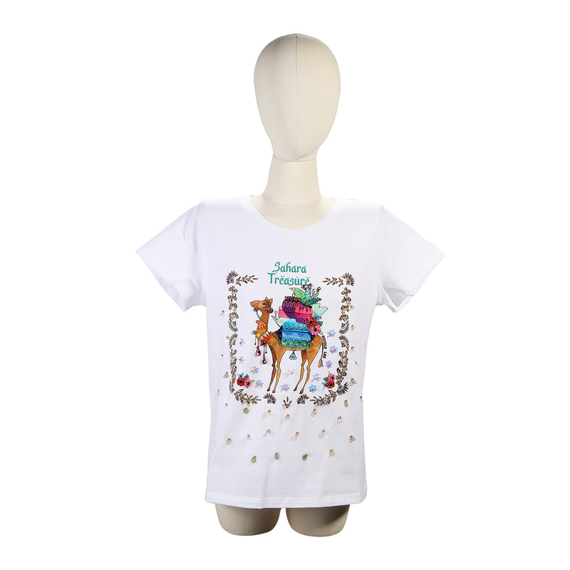 Nicole Lee fashion t -shirt with white glitters (Sahara Treasure)