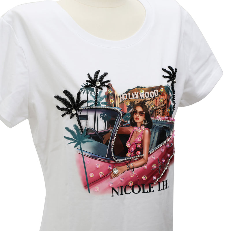 NICOLE LEE FASHION T-SHIRT WITH GLITTER (<tc>HOLLYWOOD DRIVE</tc>)