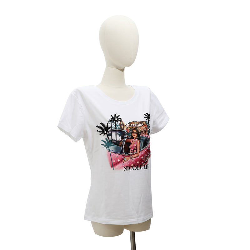 NICOLE LEE FASHION T-SHIRT WITH GLITTER (<tc>HOLLYWOOD DRIVE</tc>)