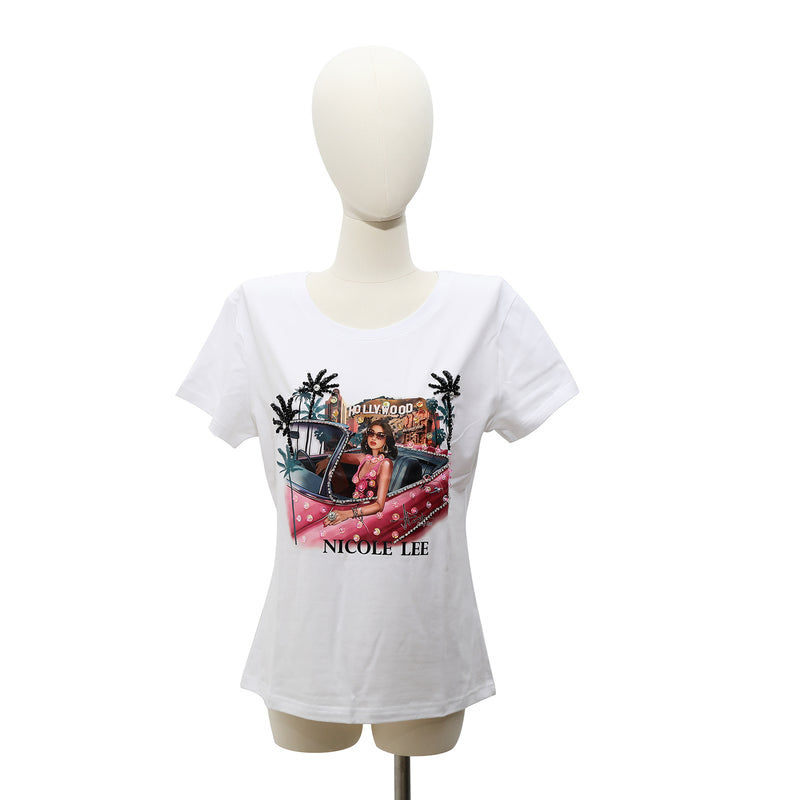 NICOLE LEE FASHION T-SHIRT WITH GLITTER (<tc>HOLLYWOOD DRIVE</tc>)