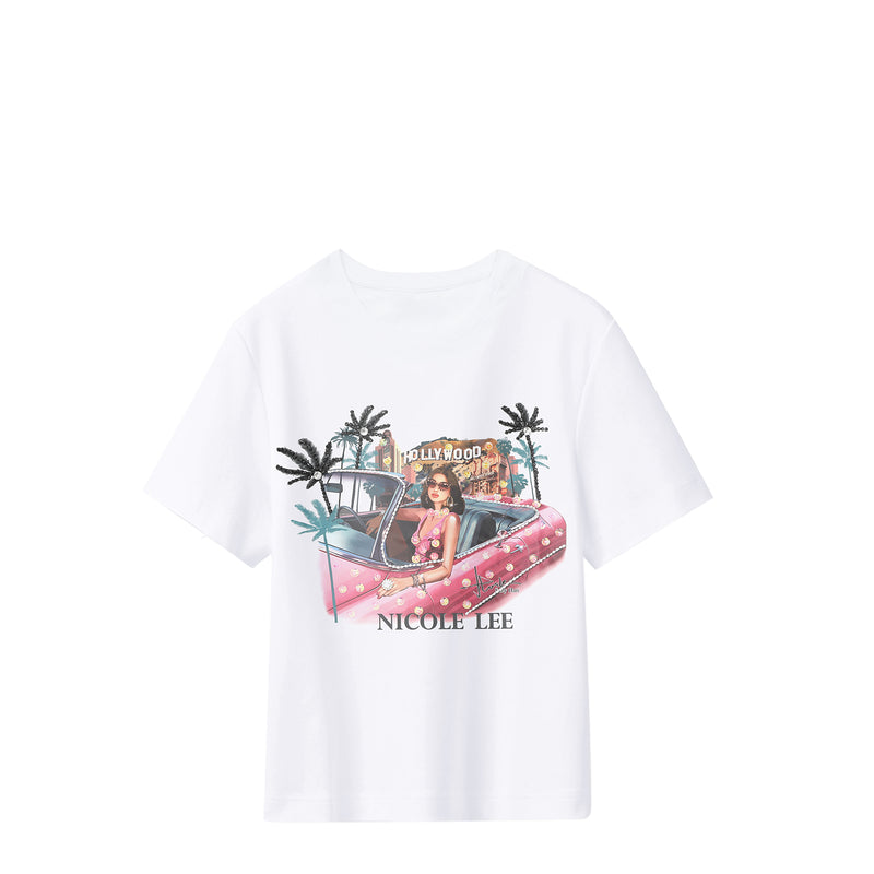 NICOLE LEE FASHION T-SHIRT WITH GLITTER (<tc>HOLLYWOOD DRIVE</tc>)