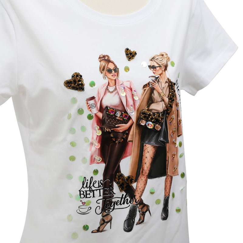 NICOLE LEE FASHION T-SHIRT WITH GLITTER (<tc>LADIES NIGHT OUT</tc>)