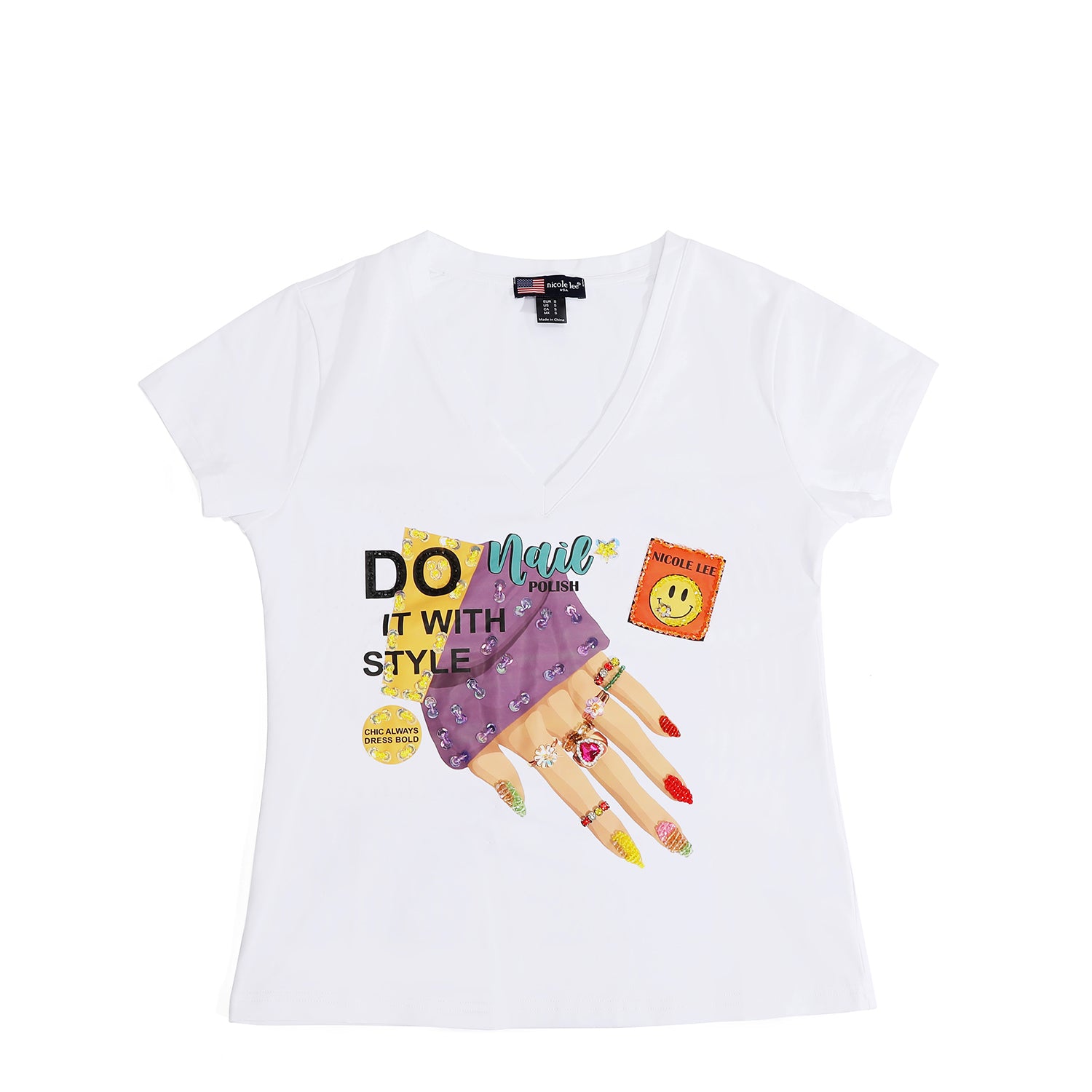 V -neck fashion t -shirt (Nail Polish)