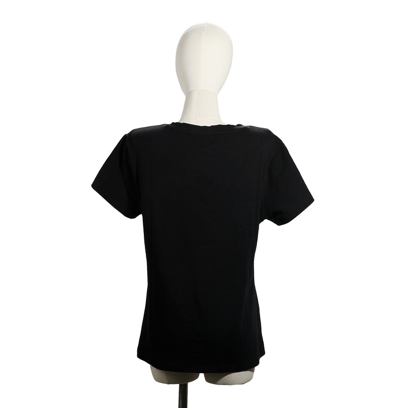 CAMISETA DE MODA CON CUELLO EN V (QUEEN CLEOPATRA NEGRO)
