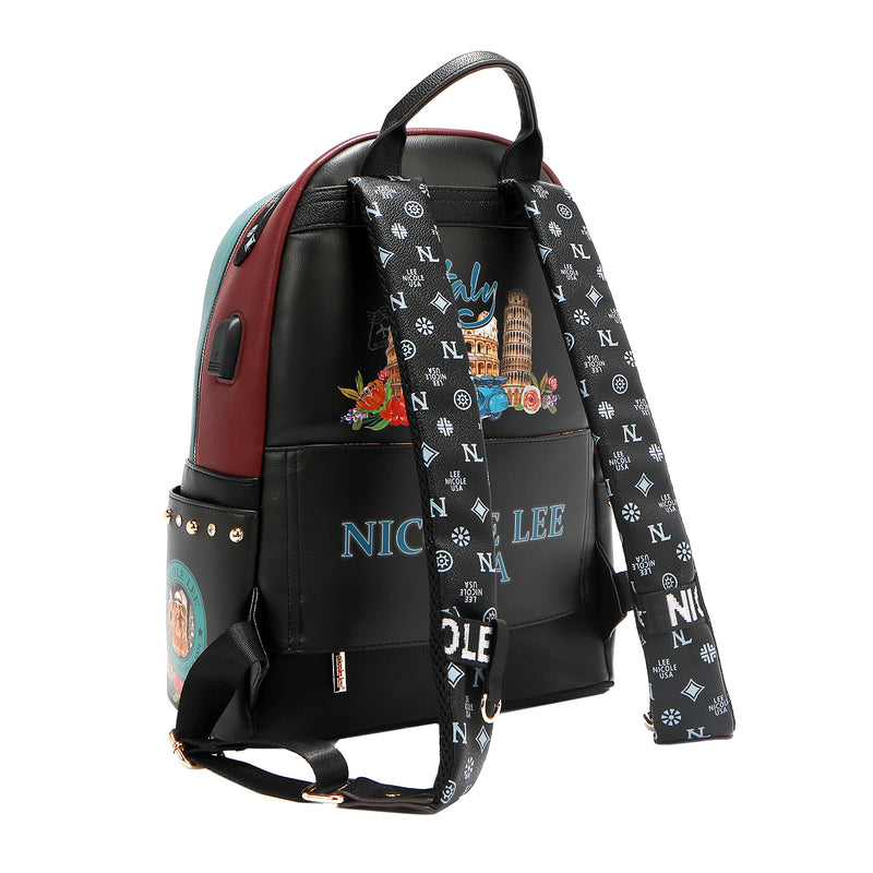 FASHION LARGE BACKPACK WITH USB CHARGING PORT AND BAG (<tc>MARTHA TRAVELS ITALY</tc>)