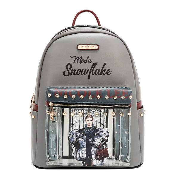 MOCHILA GRANDE DE MODA CON PUERTO DE CARGA USB Y BOLSA (MODA SNOWFLAKE)