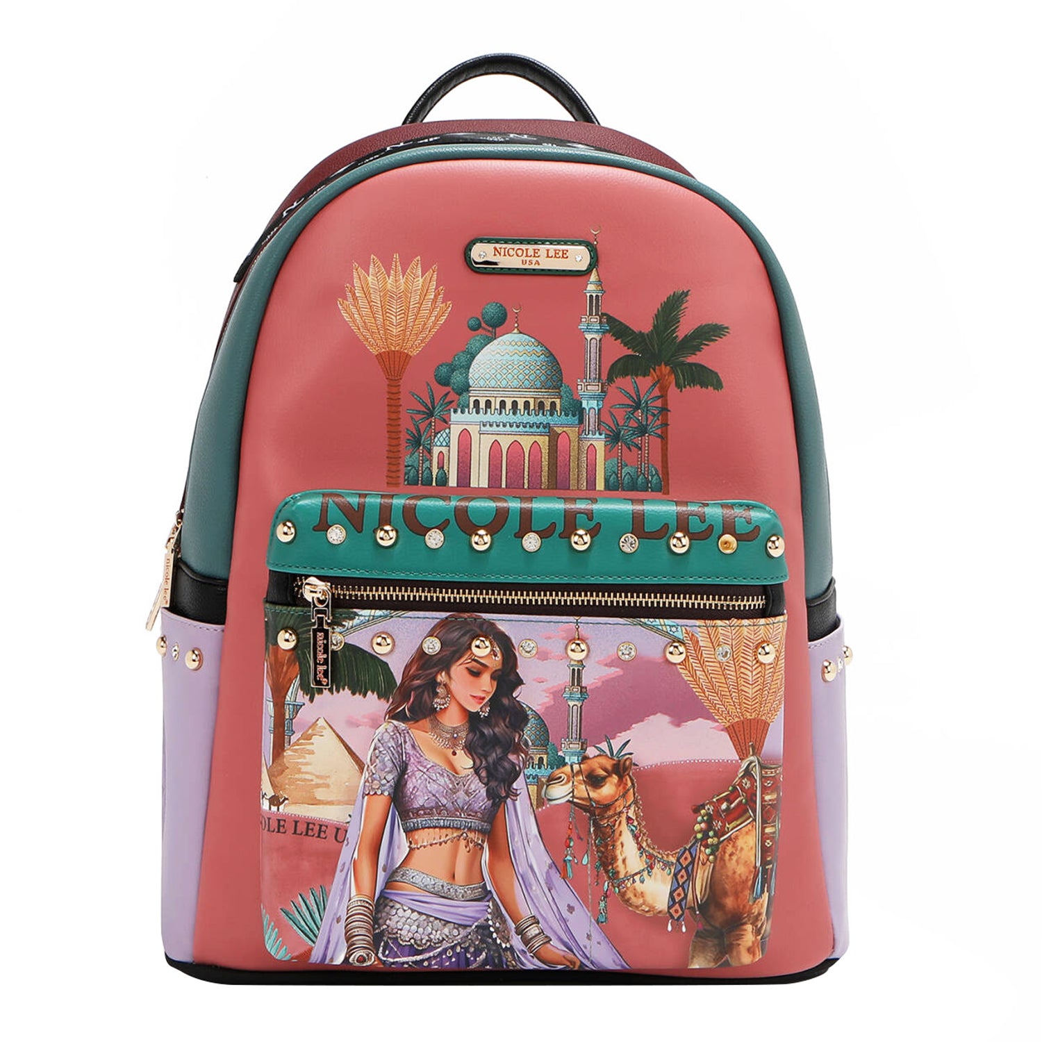 LARGE FASHION BACKPACK WITH USB CHARGING PORT AND BAG (<tc>QUEEN CLEOPATRA</tc>)