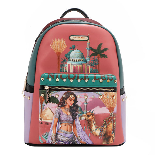 MOCHILA GRANDE DE MODA CON PUERTO DE CARGA USB Y BOLSA (QUEEN CLEOPATRA)