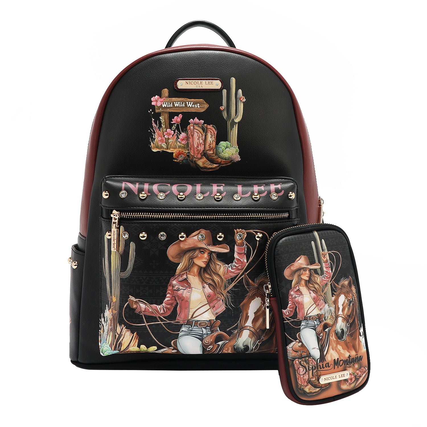 MOCHILA GRANDE DE MODA CON PUERTO DE CARGA USB Y BOLSA (SOFIA MONTANA)