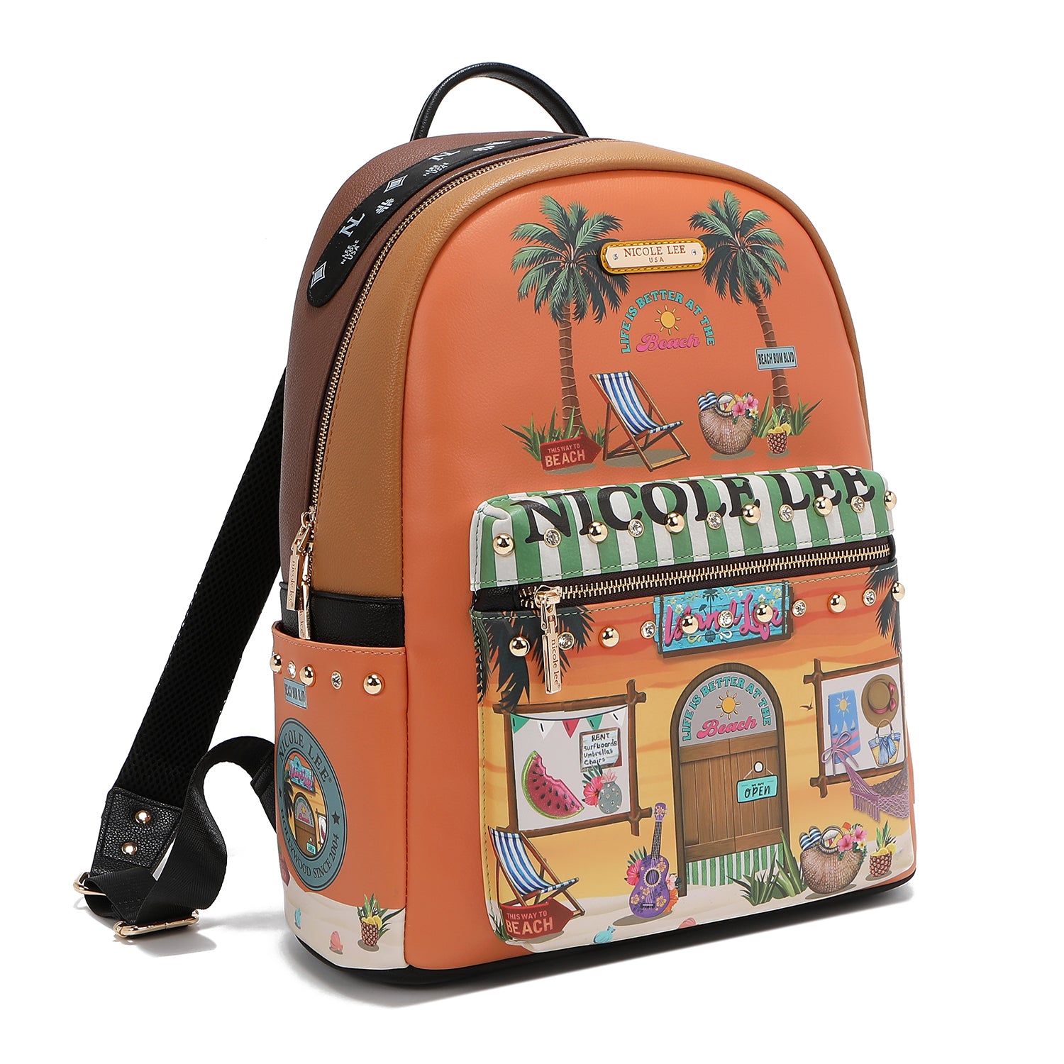 LARGE FASHION BACKPACK WITH USB CHARGING PORT AND BAG (<tc>SUN & SAND</tc>)