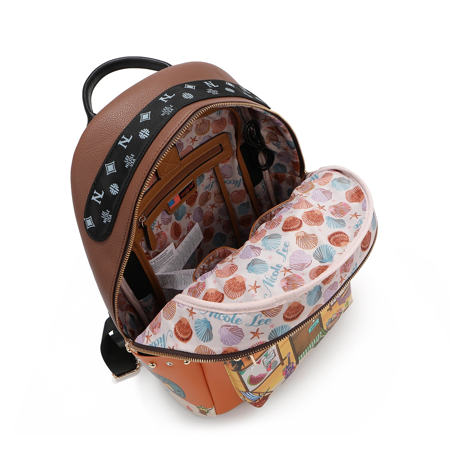 LARGE FASHION BACKPACK WITH USB CHARGING PORT AND BAG (<tc>SUN & SAND</tc>)