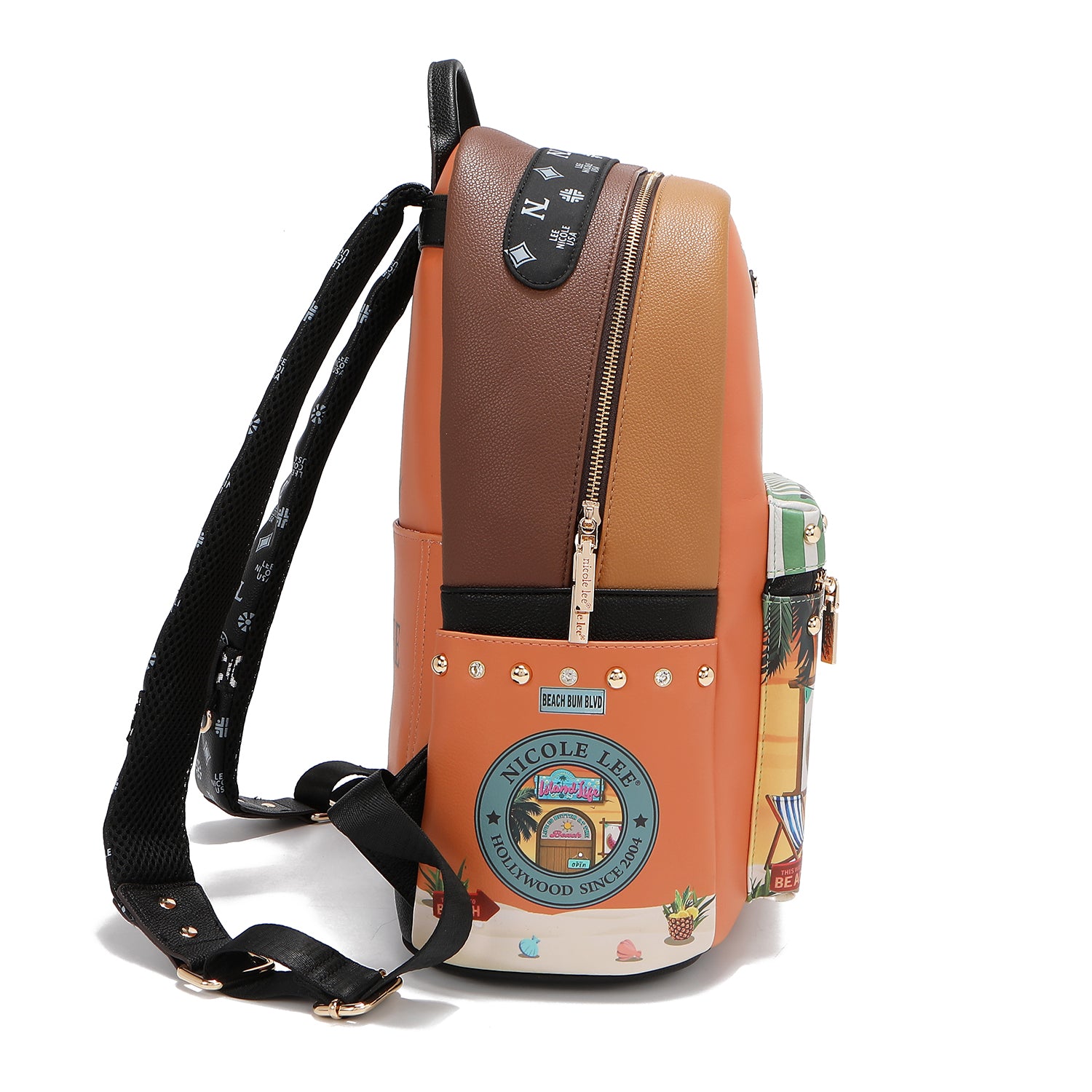 LARGE FASHION BACKPACK WITH USB CHARGING PORT AND BAG (<tc>SUN & SAND</tc>)