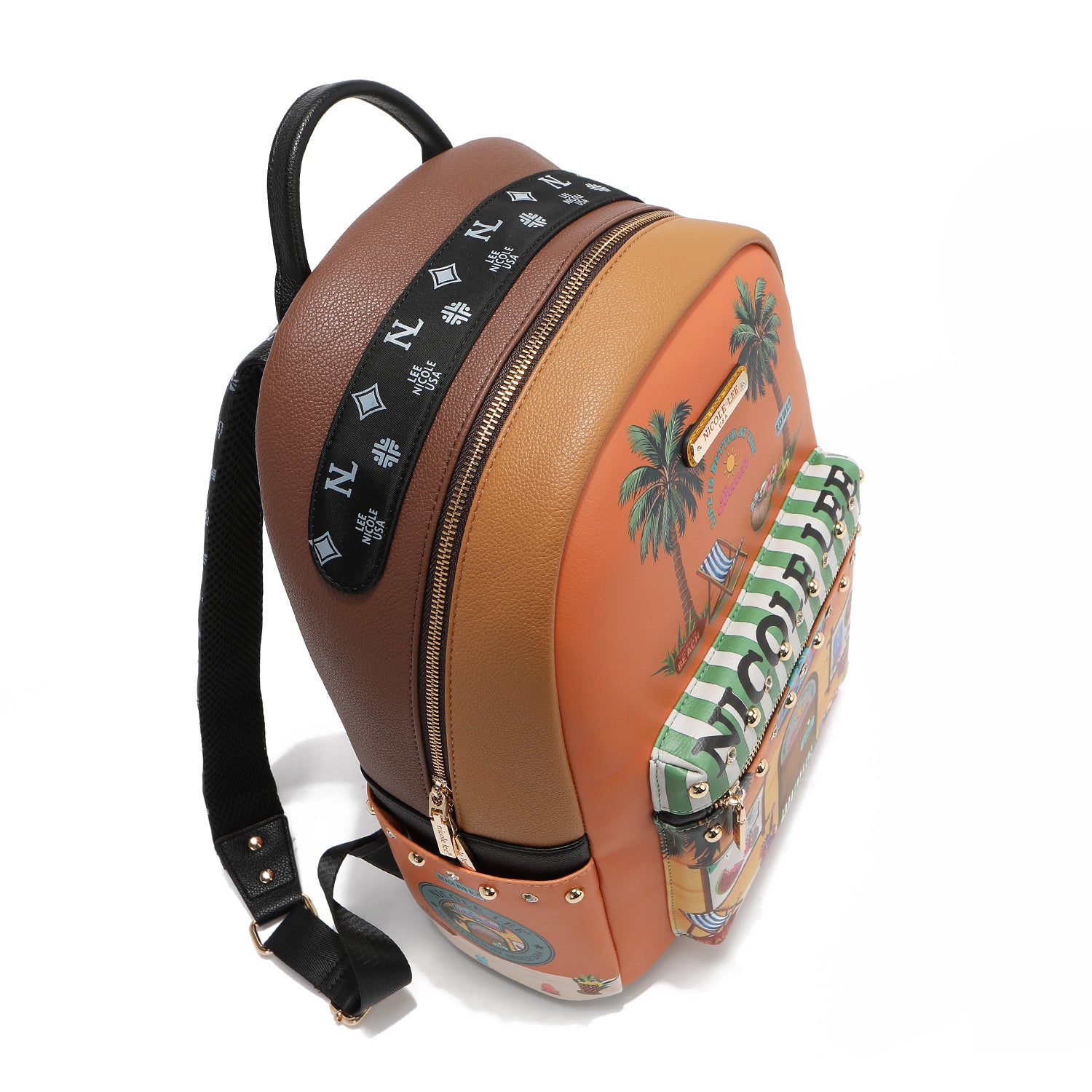 LARGE FASHION BACKPACK WITH USB CHARGING PORT AND BAG (<tc>SUN & SAND</tc>)