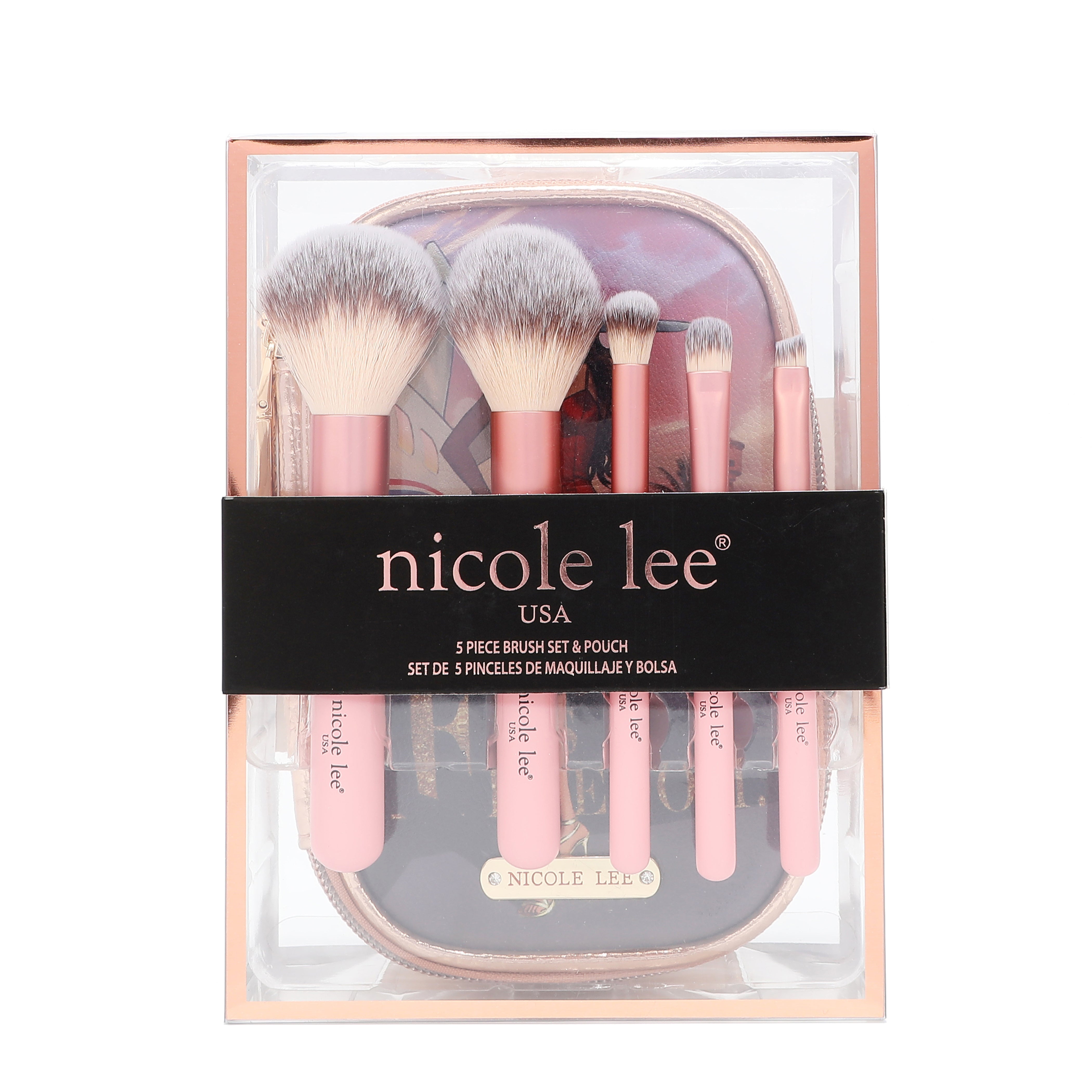 Set of makeup brushes with case