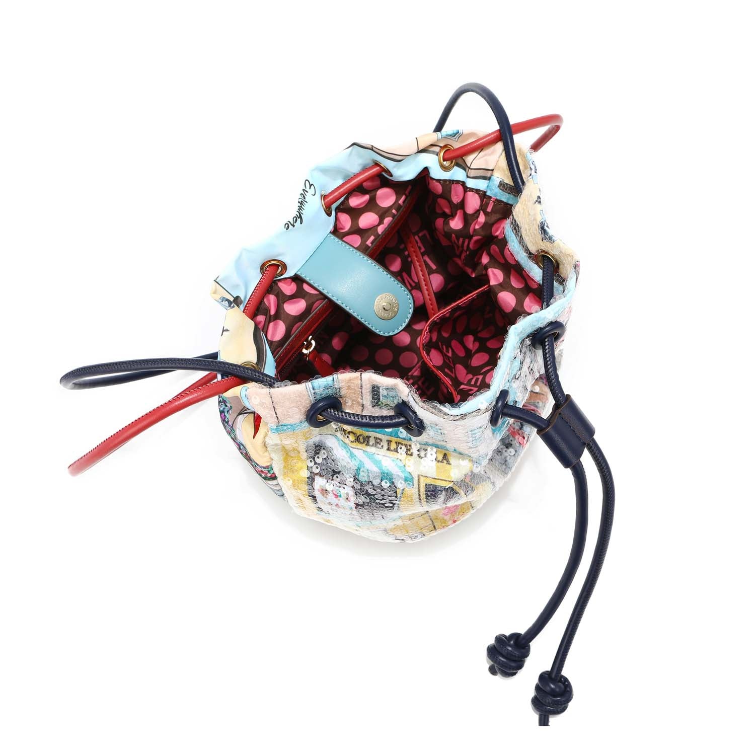 "COZY STREET IN MILAN" SEQUIN NYLON BAG