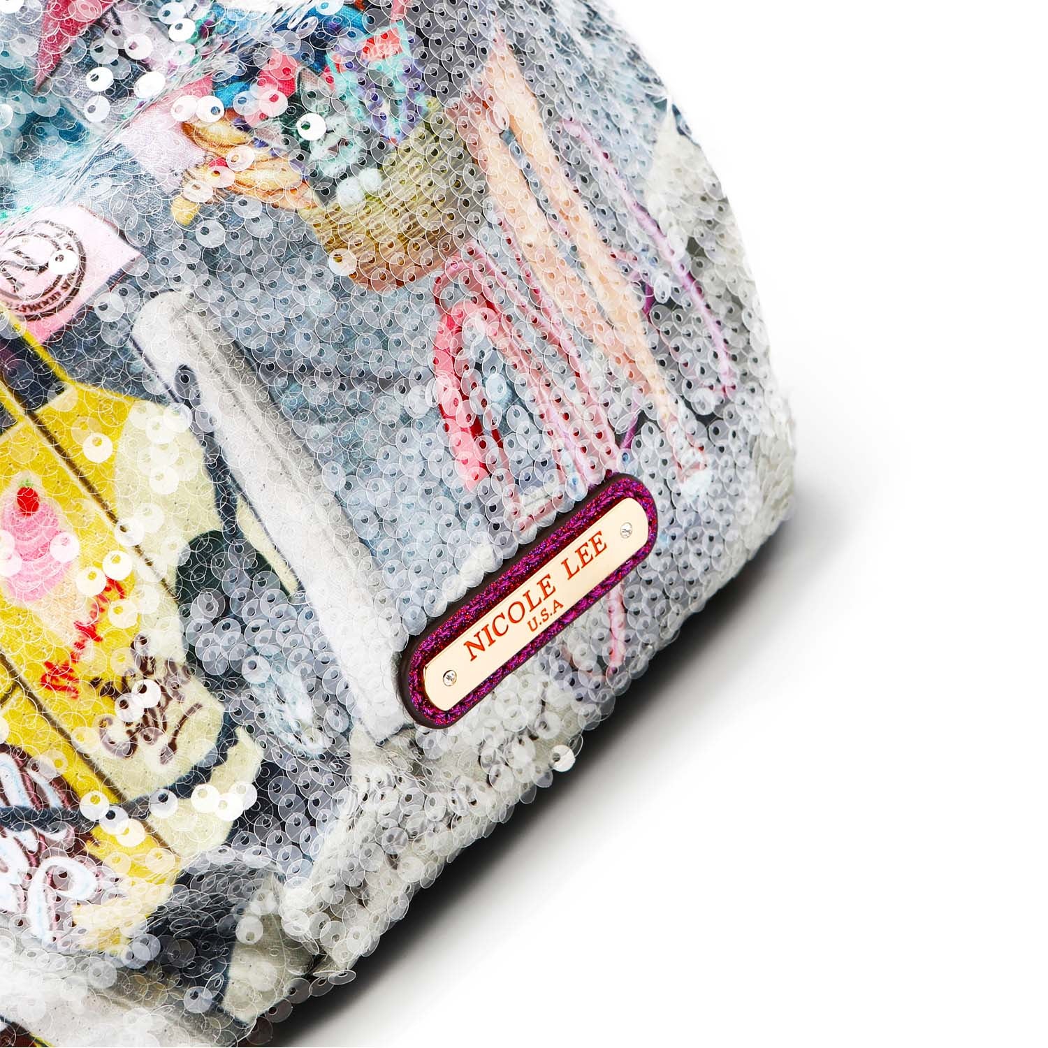 "COZY STREET IN MILAN" SEQUIN NYLON BAG