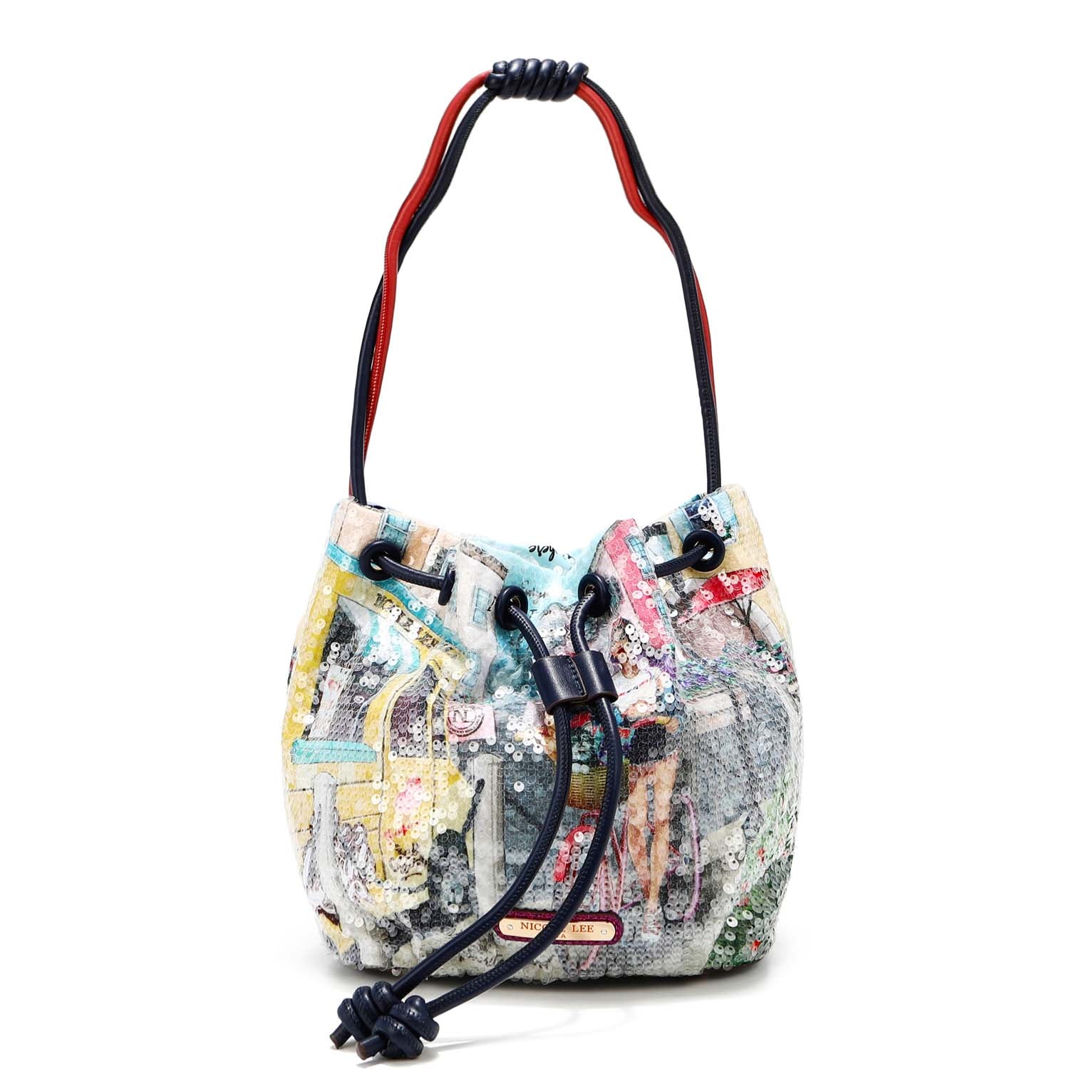 "COZY STREET IN MILAN" SEQUIN NYLON BAG