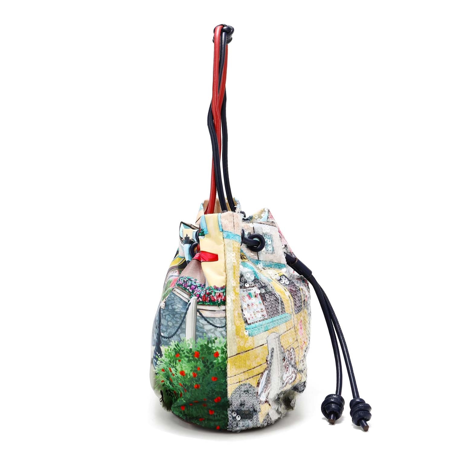 "COZY STREET IN MILAN" SEQUIN NYLON BAG