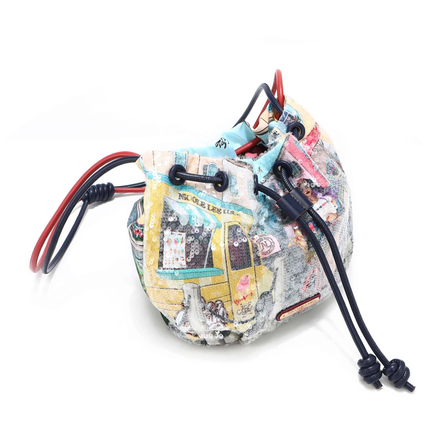"COZY STREET IN MILAN" SEQUIN NYLON BAG