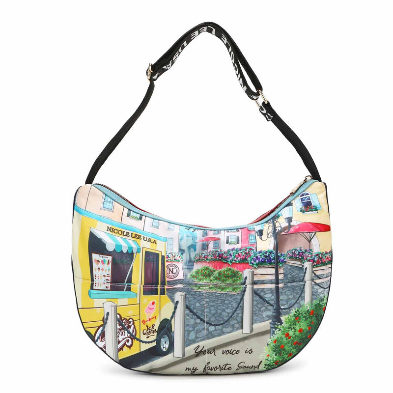 BOLSO GRANDE DE NYLON CON LENTEJUELAS "COZY STREET IN MILAN"