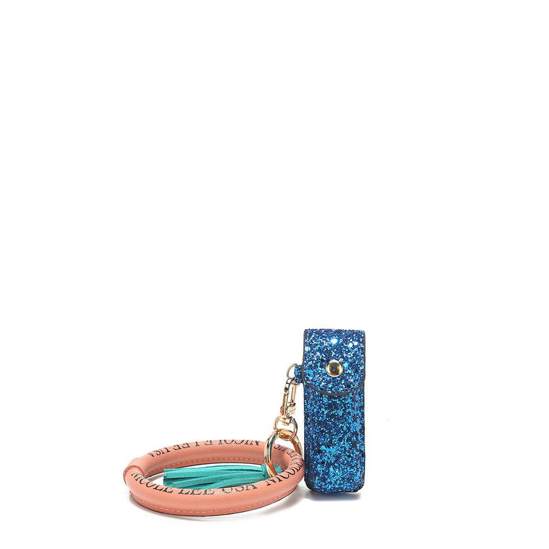 LLAVERO DE PULSERA CON ESTUCHE CON BRILLO PARA LABIAL