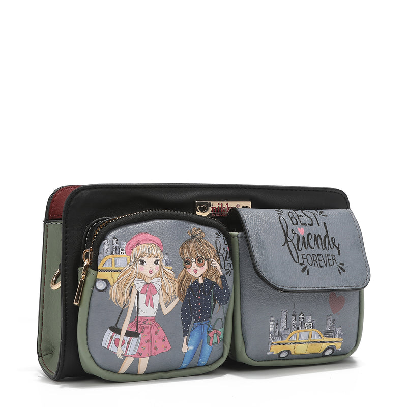 CROSSBODY BAG WITH DOUBLE POCKET "FRIENDS LOOK ALIKE"