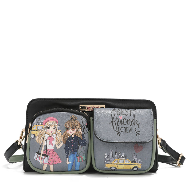 CROSSBODY BAG WITH DOUBLE POCKET "FRIENDS LOOK ALIKE"